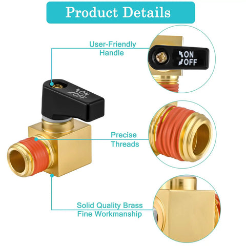 Heavy Duty Brass 4 Pack Air Compressor Drain Valve Set for 1/4 Inch NPT Ports with user-friendly handle and precise threads