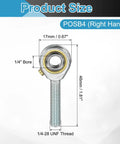 Four Pack POSB4 One Quarter Inch Male Rod End Bearing With One Quarter Inch UNF Right Hand Thread And Jam Nuts For Agriculture Machinery CNC Equipment ABEC3 Heavy Duty Precision For Smooth Motion And Easy Install, 1/4 bore