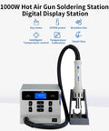 Pro Grade 1000W Hot Air Soldering Station For PCB Repair with LCD display and holder
