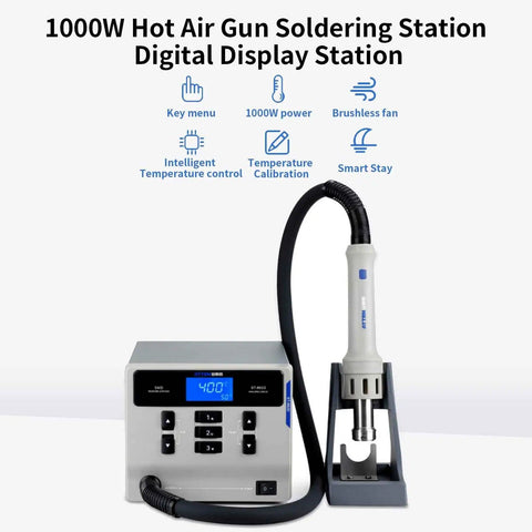 Pro Grade 1000W Hot Air Soldering Station For PCB Repair with LCD display and holder