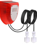 All Weather Water Level Alarm With Dual Probes Solar Powered 129 dB Red Strobe Siren shown with 16.4ft detect cord.