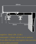 Silent Double Track Baffle Curtain Rail With Slick Slimline Pelmet And Butter Smooth Glide Pulleys Zero Hassle Install Ideal For Heavy Duty Blackout Drapes Total Room Upgrade White 370 Cm dimensions diagram showing size and features.
