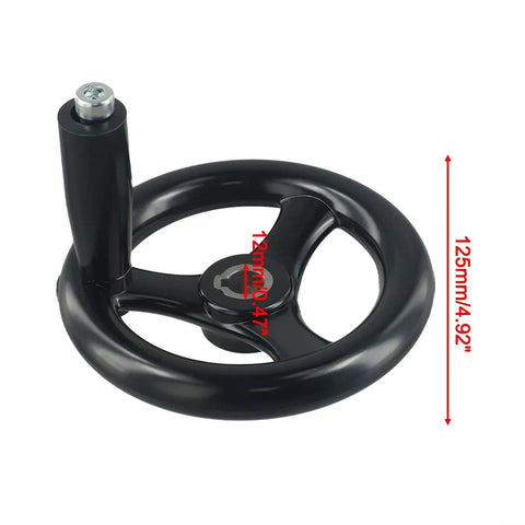Ergonomic Hand Wheel With 200mm 3 Spoke Design And Rotating Grip For Table Saw And Lathe Tailstock Adjustment Black Finish 12x125mm