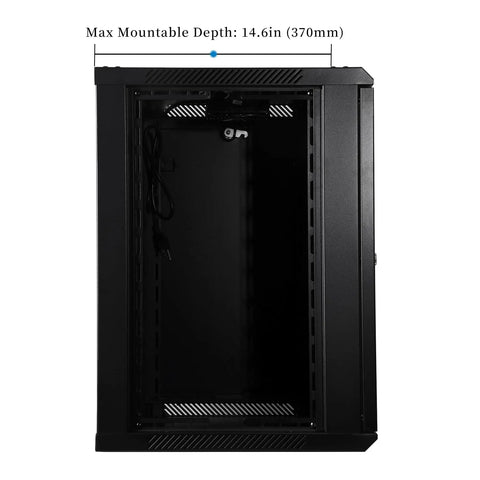 Rock Solid 12U Wall Mount Network Rack Cabinet Featuring Locking Tempered Glass Door Quiet Cooling Fan And Hassle Free Rail System For 19 Inch Server And AV Gear
