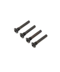 Outer Hinge Pin Screws Set Of 4 For Super Baja Rey RC Car Replacement Parts Durable Aluminum Pins For Strong Steering Easy Install And Perfect Fit High Quality Upgrade For Reliable Performance, 4 black screws on white background
