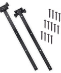 24 Inch Black T Strap Gate Hinges Set - Heavy Duty 2 Pack With 14 Mounting Screws, 4mm Thick Iron, Black Powder Coating To Resist Rust