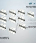 Offset Z Shaped Mounting Kit In Aluminum Alloy For RV And Marine Solar Panels, 8 pack with wrench and hardware items displayed.