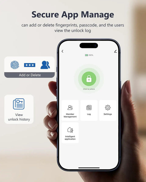 No Sweat Keyless Entry Smart Deadbolt With Fingerprint Scanning App Control showing secure app management interface.