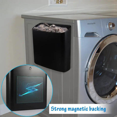 Magnetic Laundry Storage Bin With Large Lint Holder For Laundry Room Space Saving Trash Container That Hangs On Washer Dryer