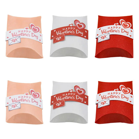 Valentines Day Gift Packaging Boxes Set Of 50 Candy Containers with heart design in pink, white, and red for weddings and parties.