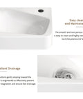 HAOCHRYSYPH Wall-Mounted Bathroom Sink, Ceramic, Milk White, 14x10 in. close-up of smooth finish and drainage design.