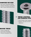 Twelve Pack Heavy Duty 1/4-20 By 3-1/2 Inch Flat Head Hex Socket Cap Screws Paired With Barrel Nuts And Hex Spanner built tough from 304 stainless steel.