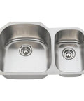 Undermount 31.5 Inch Stainless Steel Dual Bowl Kitchen Sink 16 Gauge With D Shape Bowls And Front Aligned Prep Sink Offset Faucet Ready 304 Grade Durable Construction With Noise Dampening Pads