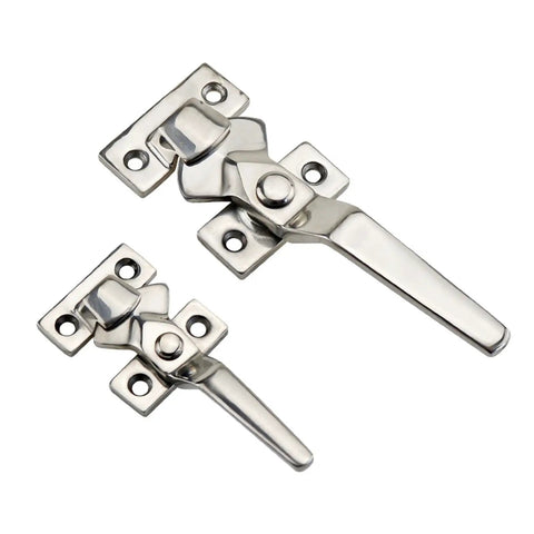 Heavy Duty Freezer Door Handle And Lock Assembly Top Shelf Stainless Steel Cold Storage Entry Hardware Built Like A Tank No Sweat Guarantee For Warehouse Gates 181 By 55 Mm, showing two stainless steel latches.