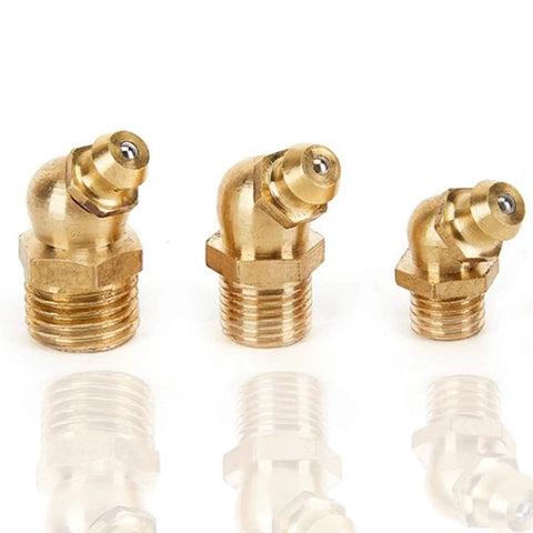 Heavy Duty M6 X 1mm 45 Degree Brass Hydraulic Zerk Grease Nipple Fitting Set Of 15 For Machinery And Equipment
