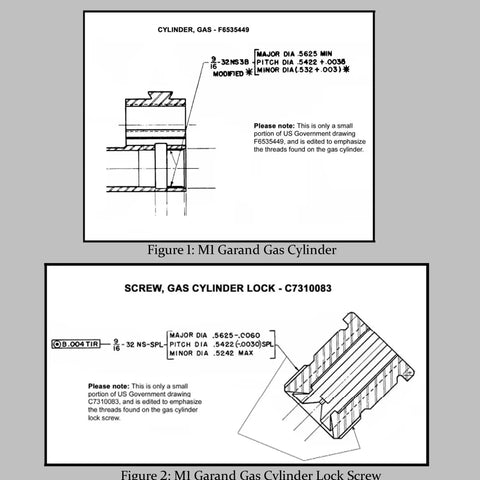 M1 Garand drawing showing Heavy Duty Black Steel Gas Cylinder Screw for M1 Garand Rifle with specifications.