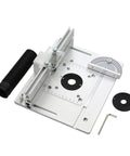 Pro Shop Quality Aluminum Router Table Insert Plate With Smooth Glide Lift Lever and Rock Solid Surface Mount Design for Heavy Duty Woodworking Trimming and Carving, 240x200mm size with adjustment lever.