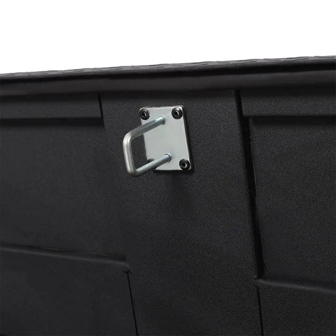 Heavy Duty Workhorse 46 Inch Trailer Tongue Tool Box Solid Steel Storage Chest latch detail for secure mounting on trailer.