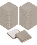 Heavy Duty Self Adhesive Furniture Sliders Table And Chair Leg Protectors Slick Gliding Floor Savers With Tight Grip Adhesion For Hardwood Vinyl And Carpet 2 Inch Gray Square Non Scratch Caps stacked and loose in image.