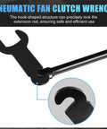 8 Piece Pneumatic Fan Clutch Wrench Set For Auto Repair With Beefy Heavy Duty 7 Driving Wrenches Including 22Mm 32Mm 36Mm 40Mm 47Mm 48Mm 51Mm To Fasten Or Loosen Fan Clutch And Water Pump Nuts Universal Fit For Most Car Brands., pneumatic fan clutch wrench with hook-shaped head and extension rod, black 45 carbon steel