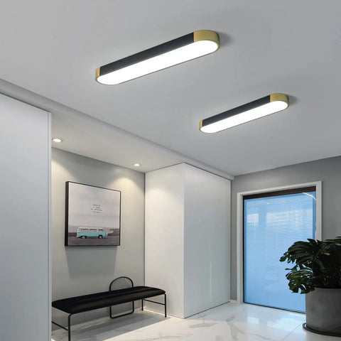 Modern Acrylic Linear LED Ceiling Light with Remote Control 36W 2160 Lumens installed in a hallway