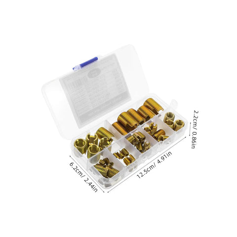 50 Piece Carbon Steel Thread Repair Kit With Self Tapping Thread Inserts For Quick Pro Grade Repairs And Easy Installation For Professionals And DIY Enthusiasts in clear case