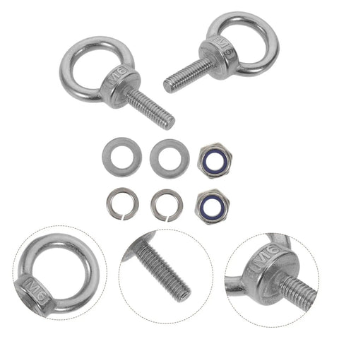 Stainless Steel Eye Bolt M6x20 With Closed Ring And Hole Built For Tough As Nails Lifts And Secure Rigging Anti Loosening Nylon Nut Kit With Flat And Spring Washers For Machinery And Hook Applications, stainless steel kit with washers