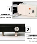 Safety plug and safety stand features of Heavy Duty Portable Handheld Impulse Bag Sealer With Precise Temperature Control And Adjustable Heating Bar For Food Preservation Packaging And Shrink Wrap Applications Quick Easy Seal Tool.