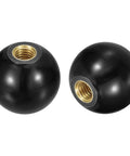Two Pack M8 Threaded Ball Knobs, 32mm Diameter, Black Thermoset With Copper Insert For Machine Lever Handles, 1.25 Pitch, 30.5mm Height