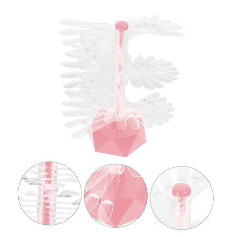 Slay Your Mani Routine Boss Level Organization Tool Sixty Piece Clear Acrylic Spiral Display Stand For Practicing Tips And Showcasing Gorgeous Pink Swatches In A Clean Setup