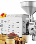 3.3Kw Commercial Stainless Steel Grain Grinder Mill For Industrial Use, cereal grinding machine with various grains displayed