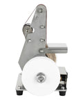 Real Deal Mini Belt Sander And Bench Grinder With Seven Adjustable Speeds Zero Hassle Sanding Machine side view, showing motor and belt.