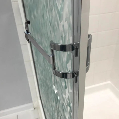 Badass 2 Pack Chrome Towel Bar Brackets For Shower And Tub Enclosure With Hardcore Zinc Alloy Design, mounted on glass.
