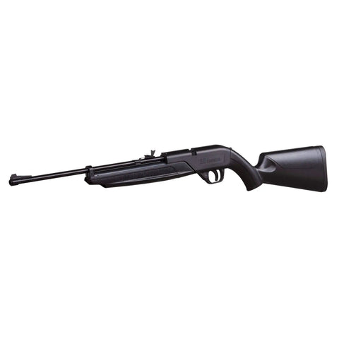 760B Pump Air Rifle.177 Caliber For BBs And Pellets, blued finish air rifle side view, elevation adjustable rear sight, blade front sight
