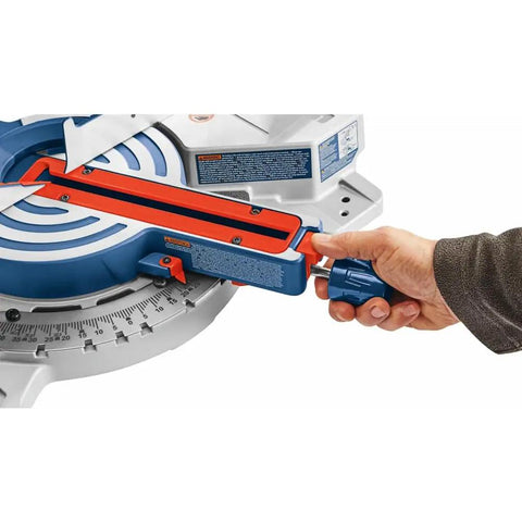 Close-up of ProFactor Mobile Cordless 18 Volt Sliding Miter Saw With Single Bevel Lightweight On The Go Jobsite Power tool.