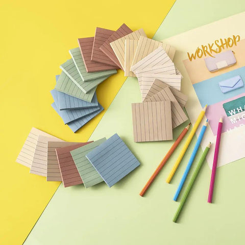 Twenty Four Pack Of 3x3 Inch Lined Sticky Notes With Ultra Strong No Slip Adhesive For Office And School Use Recyclable Vintage Color Memo Pads