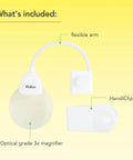 Pro Grade Optical 3X Magnifier With Handi-Clip And Detachable Flexible Arm for hands-free precision