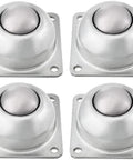 Hardcore 4 Pack Carbon Steel Square Flange Roller Ball Transfer Bearing For Heavy Duty Conveyor Systems Providing Smooth Swivel Action Built Like A Tank To Fit 6 Point 5 Millimeter Shafts For Top Performance On Your Next Big Build Project. 4 pack