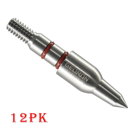 Beefy 100 125 150 175 200 Grain Stainless Steel Field Points Set For Archery 12 Pcs 19/64 Inch OD Fits 0.244 Inch ID Shafts