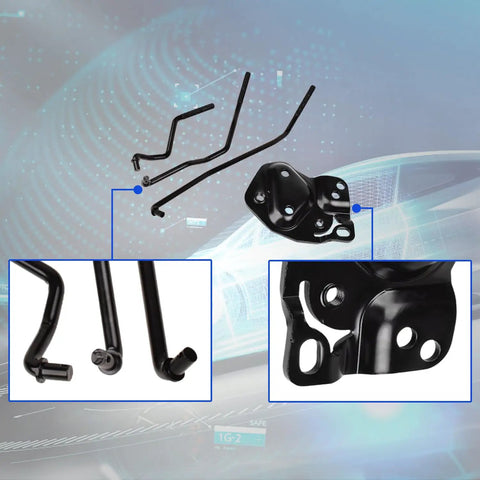 4-Speed Shifter Linkage Kit For Muncie Manual Transmission, Fits Classic Chevy Buick Oldsmobile Pontiac Models, Replaces 3733163, Durable Steel Construction For Smooth, Precise Shifts. Black steel shifter linkage kit with brackets and rods, close-up details