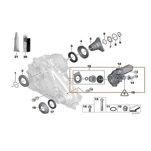 Diagram of BMW Gear Box Servo Actuator Beefed Up Repair Kit with 2x Gear and 1x Jack for X5 E53/E70 and X3 E83