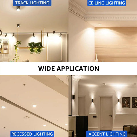 Lighting setup showcasing GU10 Dimmable LED Light Bulbs 4.5W 5000K Daylight White 40 Degree Beam for various applications.