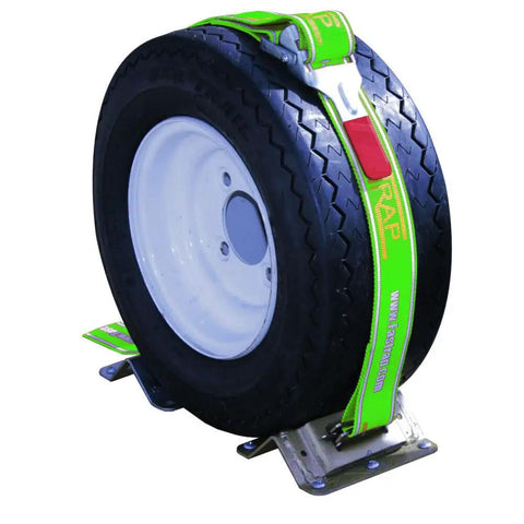 Fastrap Tie Down Kit For Trailers Secure ATVs ZTRs And 4 Wheelers With Easy One Strap Per Tire Fits 8 To 27 Inch Wheels