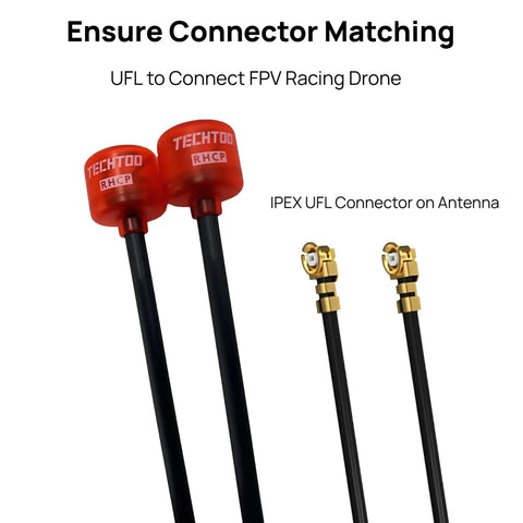 RHCP FPV Antenna Long Range Five Point Eight G For DJI FPV Quadcopter Racing Drone IPEX UFL 150mm with connectors