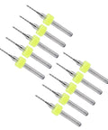 Pro Grade Tungsten Carbide PCB Drill Bits Set Of Ten With One Eighth Inch Shank And One Millimeter Cutting Edge For CNC Drilling
