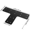 Built Tough T Shaped Mending Plate Bracket Set With Carbon Steel, 11.99in black bracket for fence post repairs.