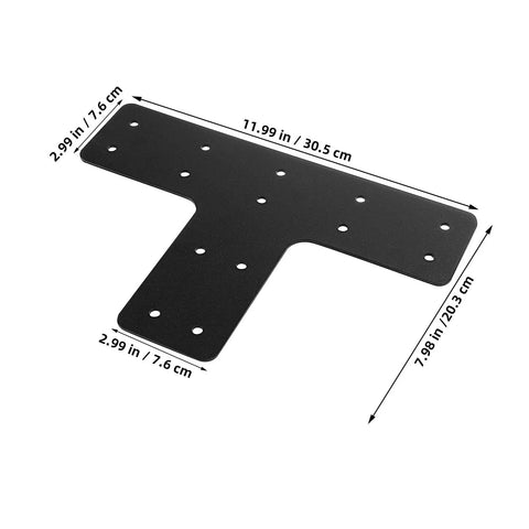 Built Tough T Shaped Mending Plate Bracket Set With Carbon Steel, 11.99in black bracket for fence post repairs.