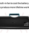 Back view of Four Port Battery Charger Station for 14.4V to 18V Lithium Tool Batteries with cooling fan.