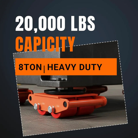 4 Pack Heavy Duty Machinery Mover Set With 20000 Lbs 10 Tons Capacity Carbon Steel Skates 360 Degree Rotation image