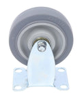Built Like A Tank 4 Inch Rigid Caster Wheel Set With Reinforced Steel Brackets And Durable Thermoplastic Rubber Treads, front view.